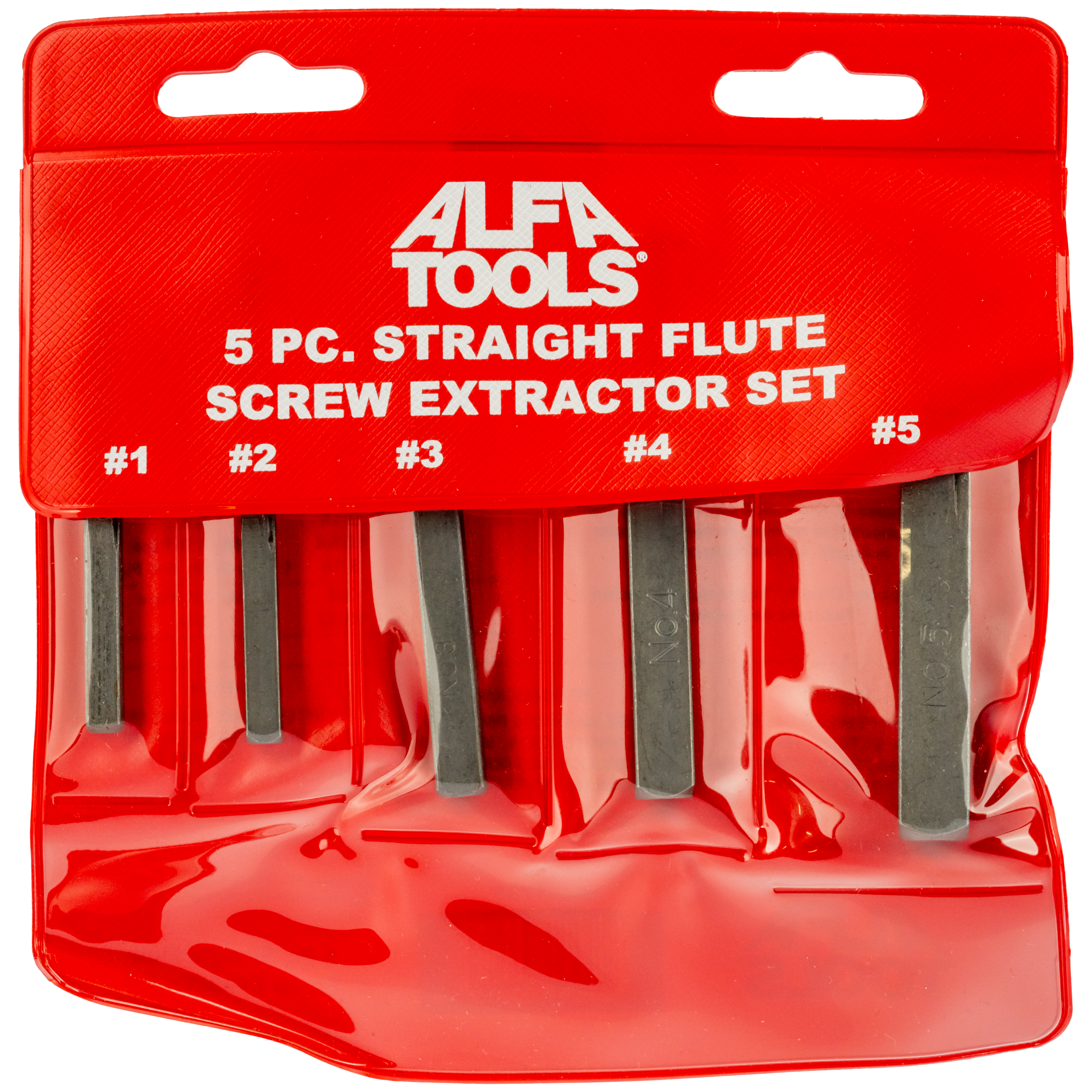 Screw Extractor Set - 5 Piece Straight Flute - #1-5